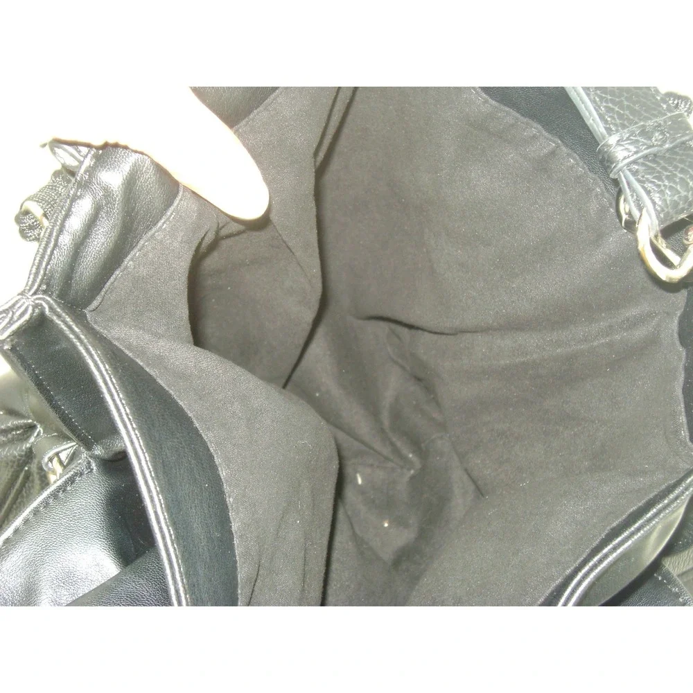 Steve Madden Black Pebbled Faux Leather Hobo 3 Compartment Large Handbag Satchel